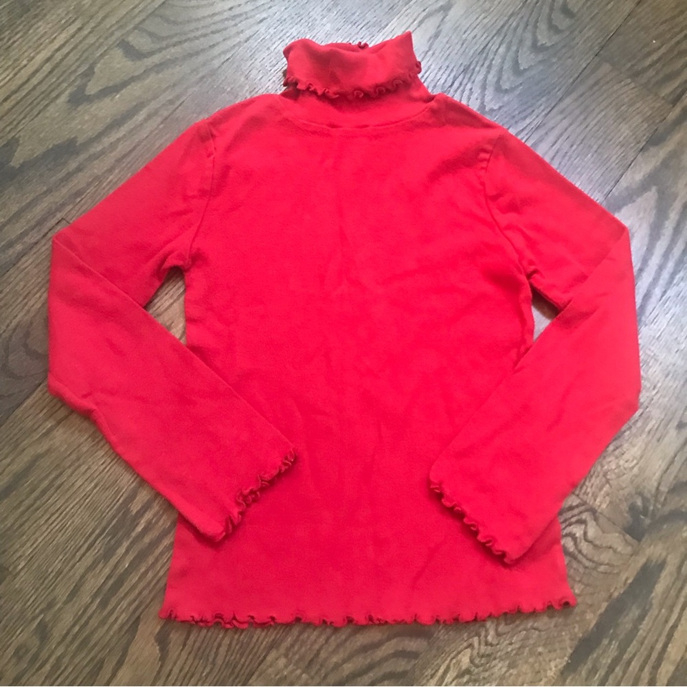 Girls Red Cotton Turtleneck Size 5-6 Years